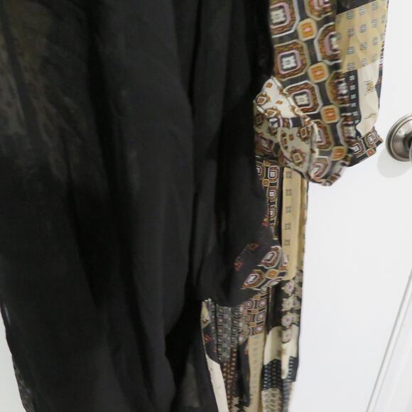 Banana Republic Womens Sz S Patchwork Pattern Pleated Midi Dress Long Sleeve - Picture 8 of 10